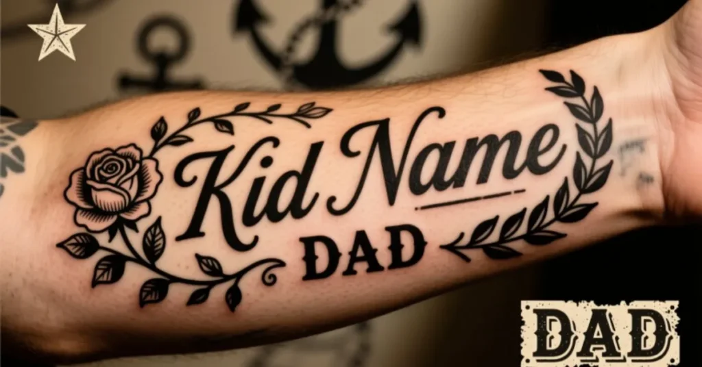 Classic Kid Name Tattoos for Dads