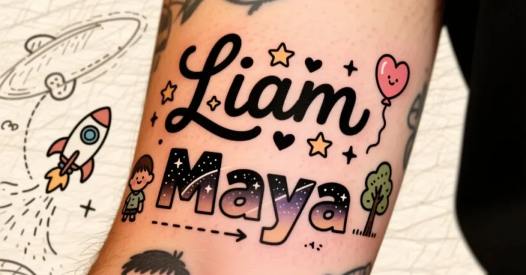 Creative Kid Name Tattoos for Dads