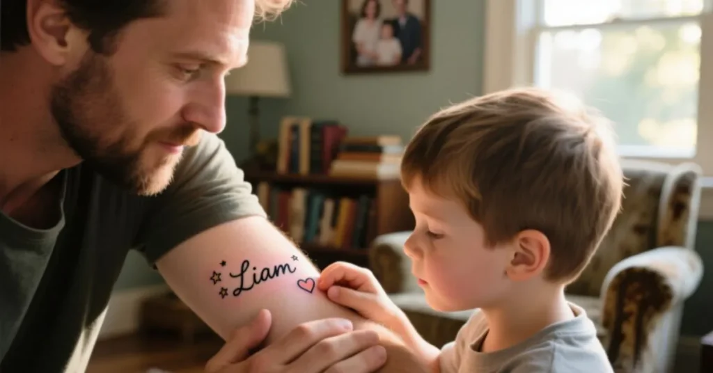 Emotional Kid Name Tattoos for Dads