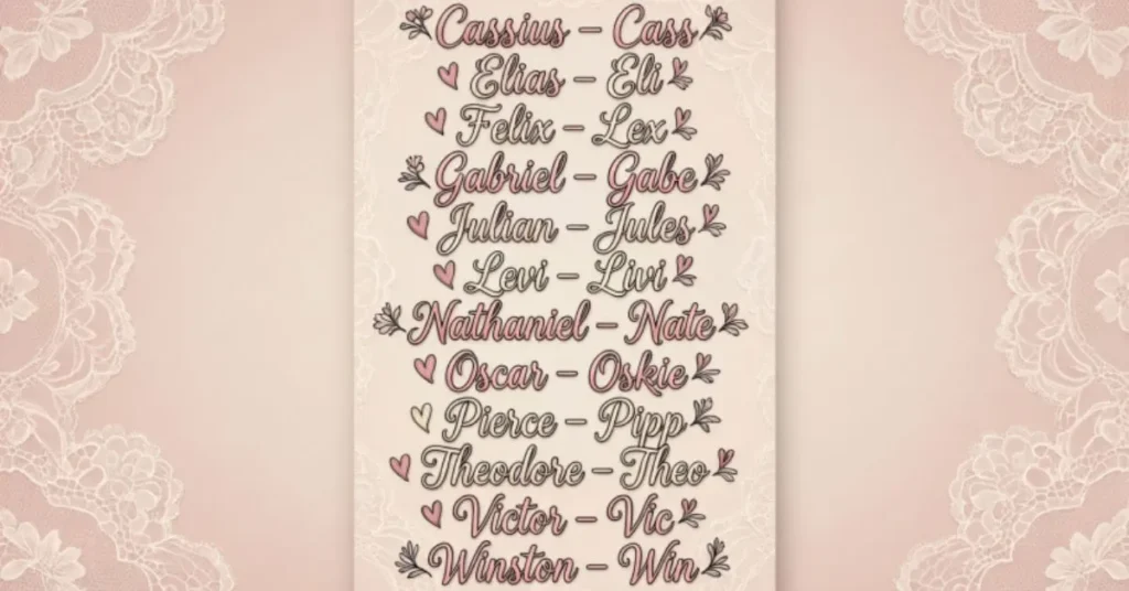 Romantic Middle Name Nicknames for Boys